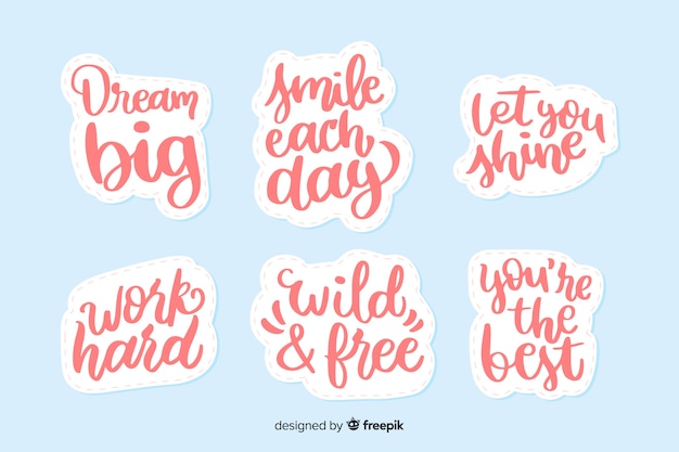 Collection of motivational lettering stickers