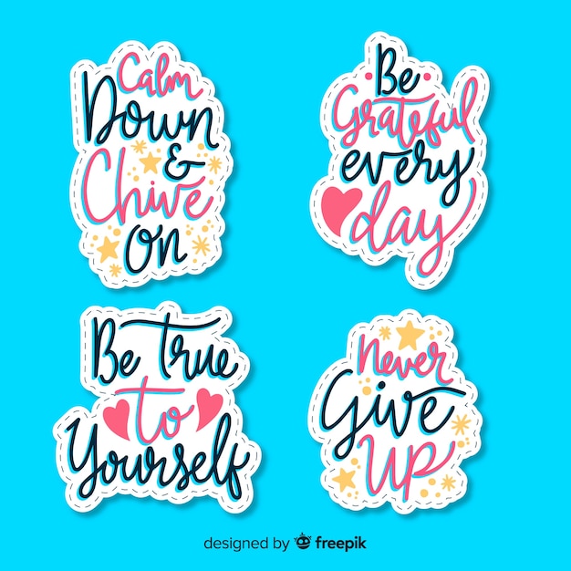 Free Vector collection of motivational lettering stickers