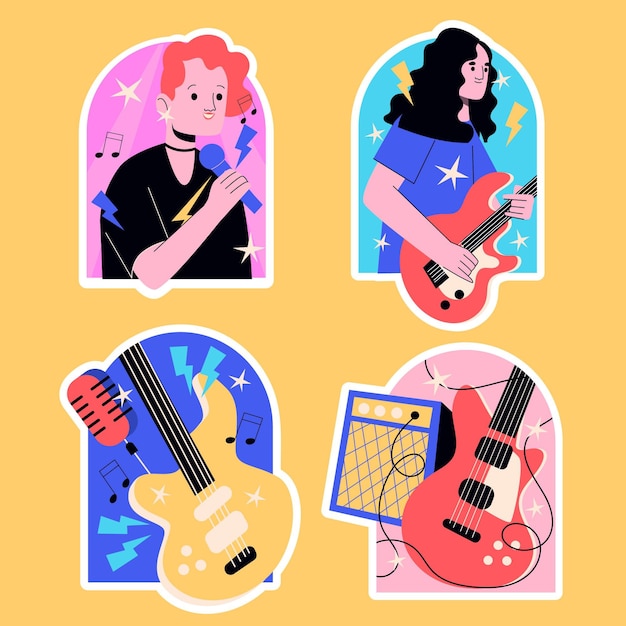 Collection of music band stickers