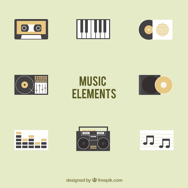 Free vector collection of music elements