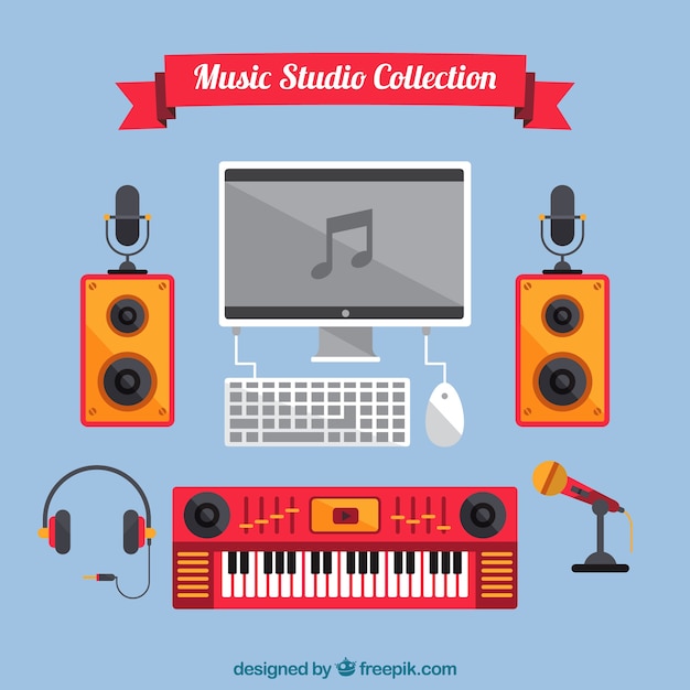 Free Vector collection of music studio elements