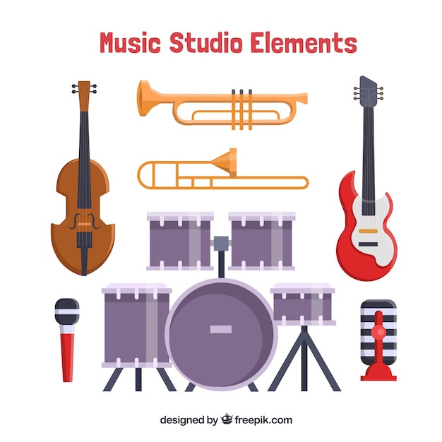 Free Vector collection of musical instruments in flat design