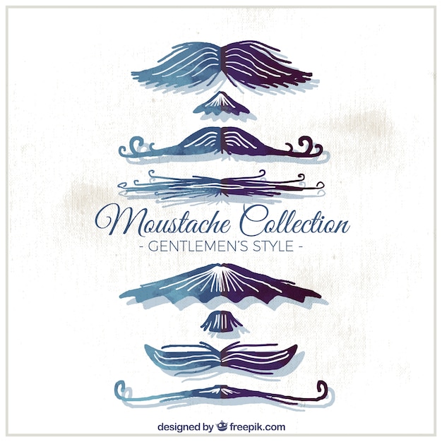 Free vector collection of mustaches painted with watercolor