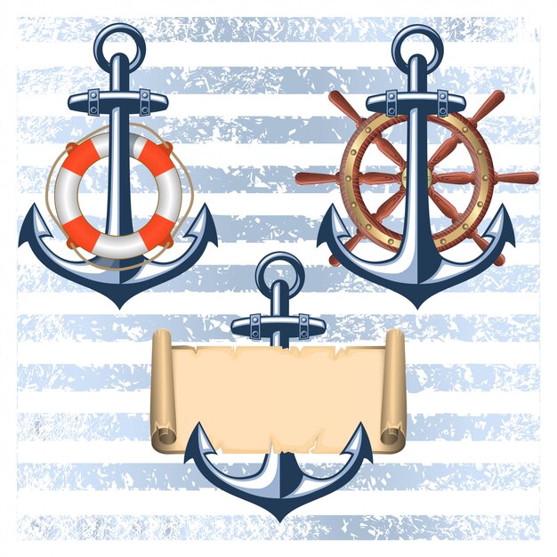 Collection of nautical designed elements