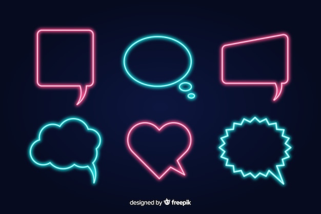 Collection of neon speech bubbles 