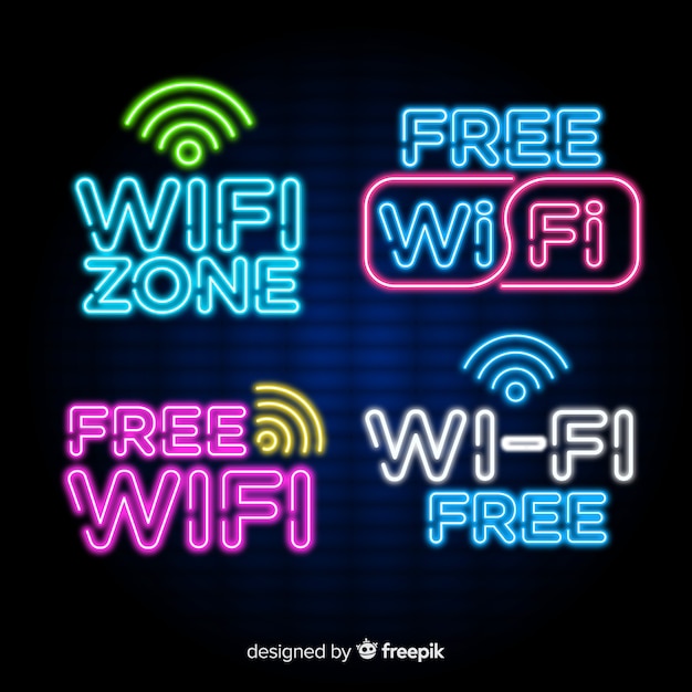 Collection of neon wifi signs