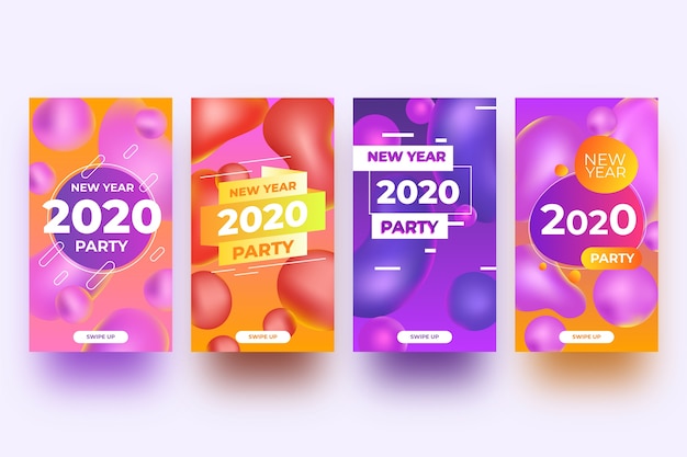 Free Vector collection of new year 2020 party instagram story