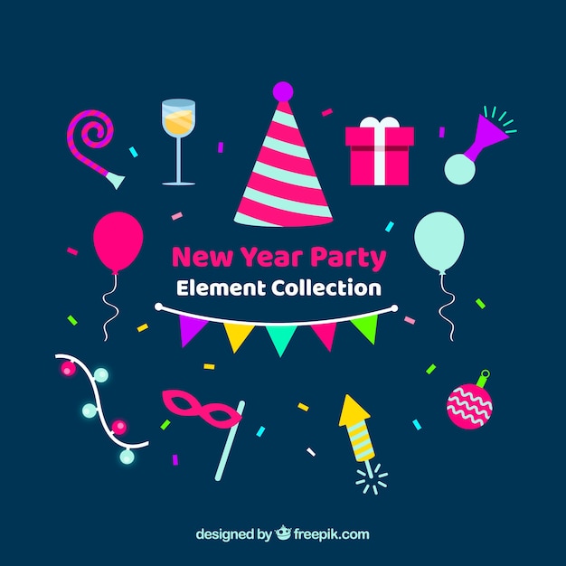 Collection of new year elements in flat design