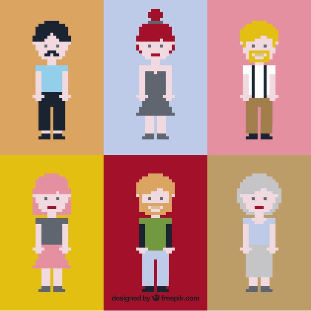 Collection of nice pixelated people 