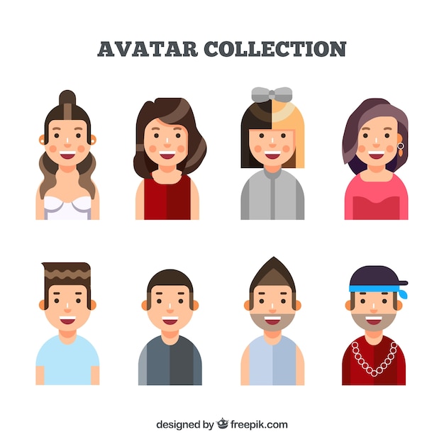 Collection of nice smiling avatars in flat design