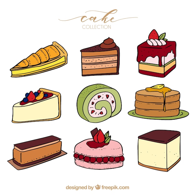 Free Vector collection of nine delicious cakes