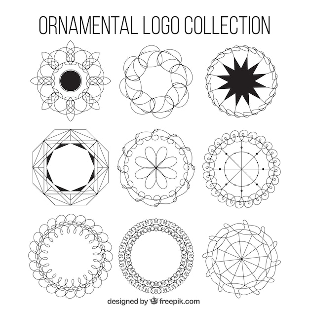 Free vector collection of nine round ornamental logos