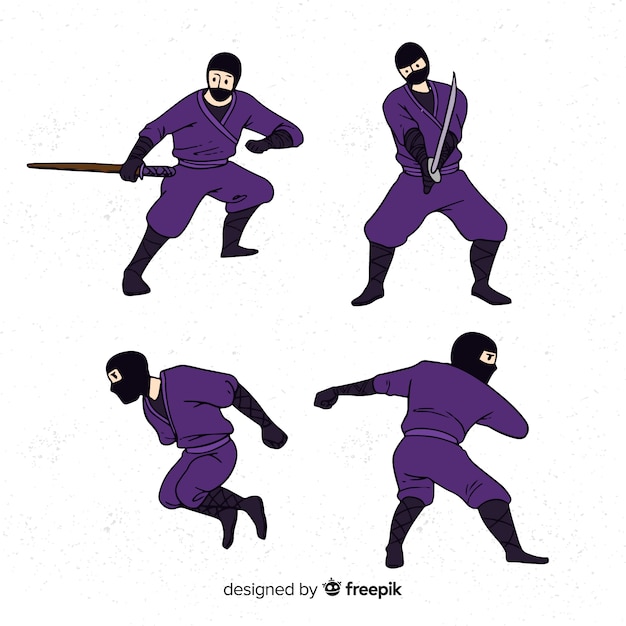 Free vector collection of ninja characters