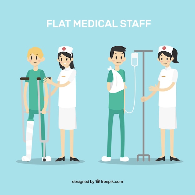 Free Vector collection of nurses with patients