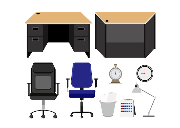 Free Vector collection of office furnitures isolated on white background