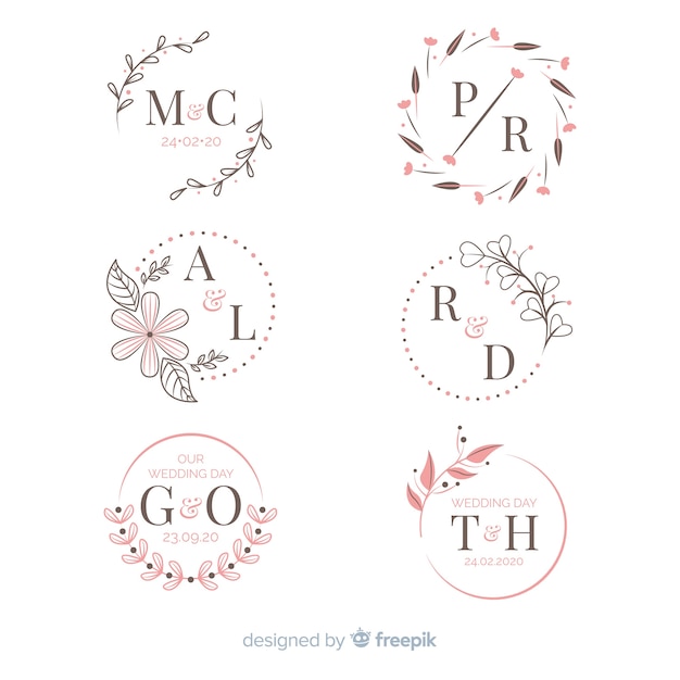 Free Vector collection of ornamental wedding monogram