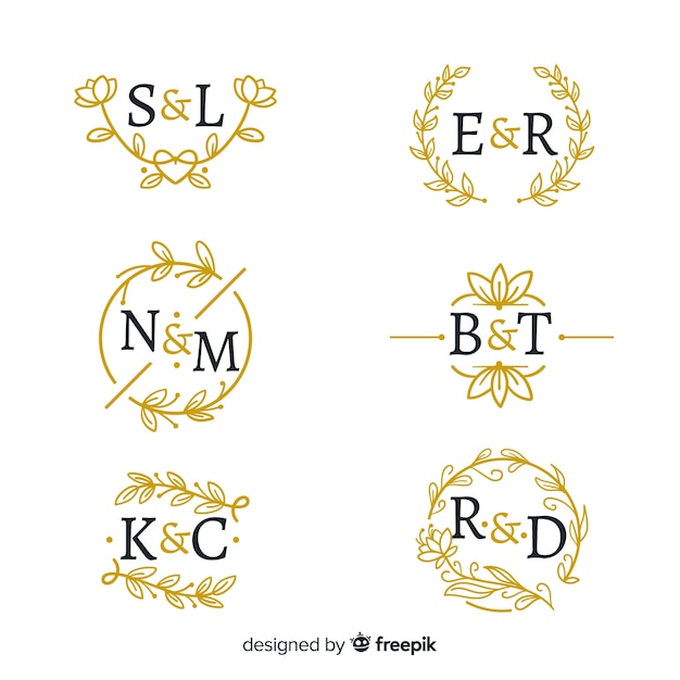 Free Vector collection of ornamental wedding monogram