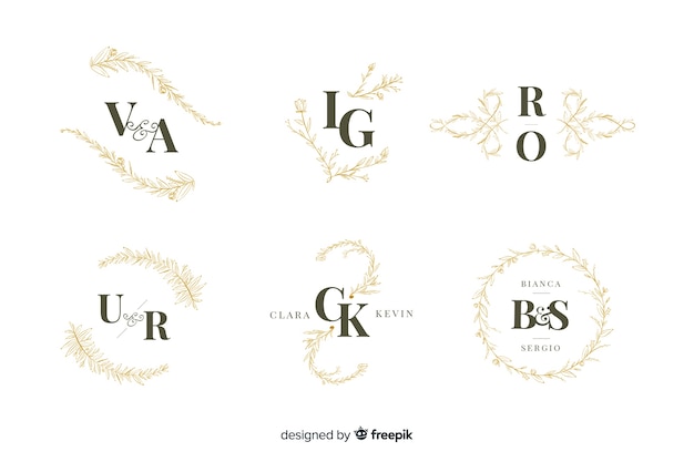 Collection of ornamental wedding monogram