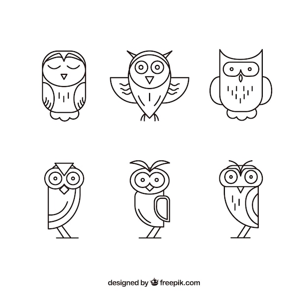 Collection of outline owls