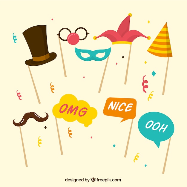 Free Vector collection of party elements for photo booth