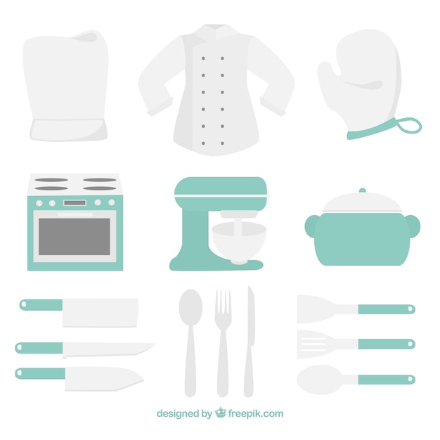 Collection of pastel colored kitchen elements