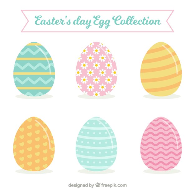 Collection of pastel easter eggs