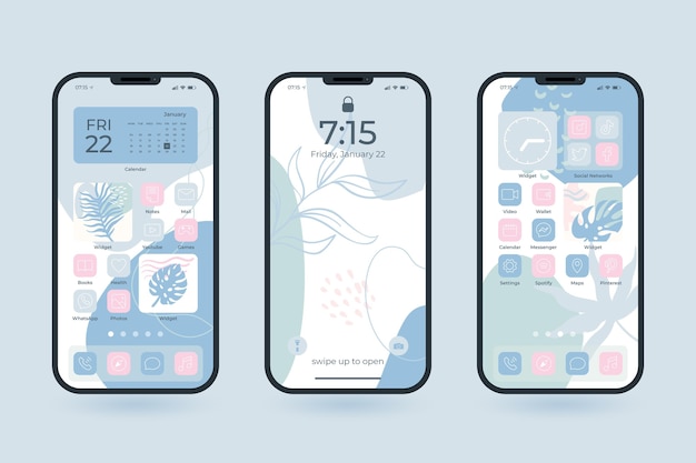 Free Vector collection of pastel home screens