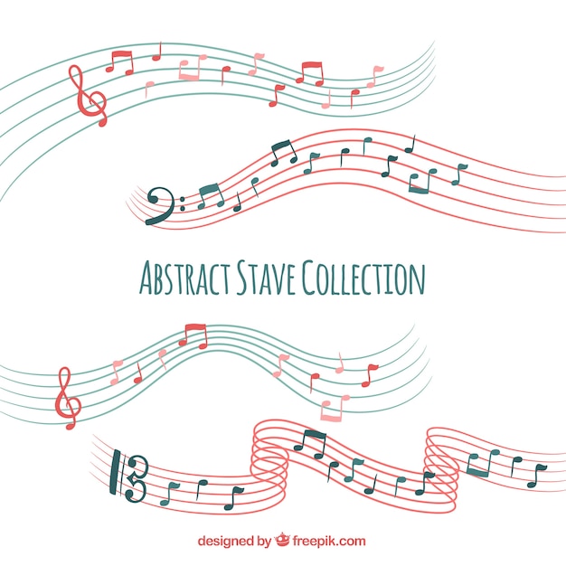 Free vector collection of pentagram with musical notes