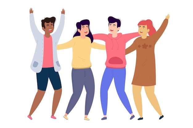 Free Vector collection of people celebrating together