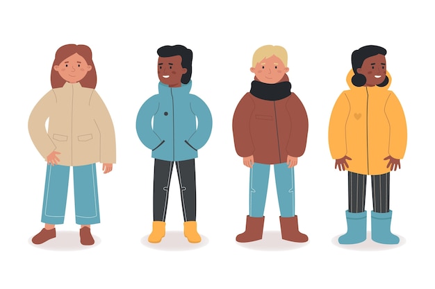 Free Vector collection of people in different autumn clothes