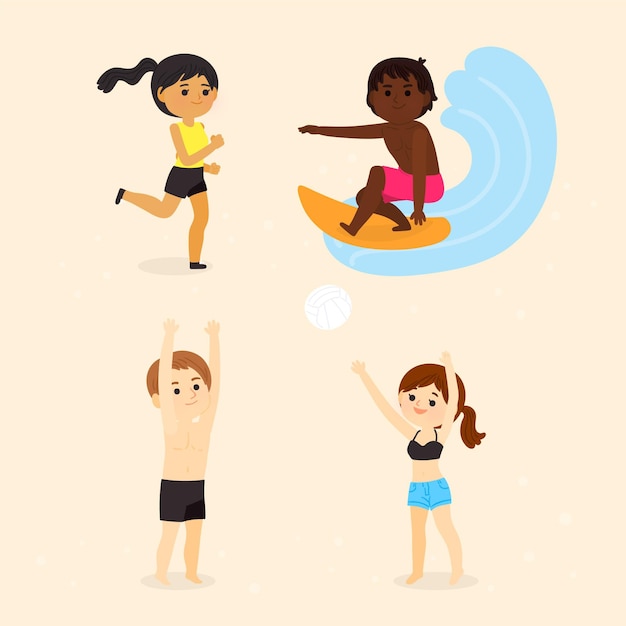 Free Vector collection of people doing summer sports