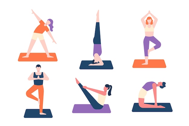 Free Vector collection of people doing yoga