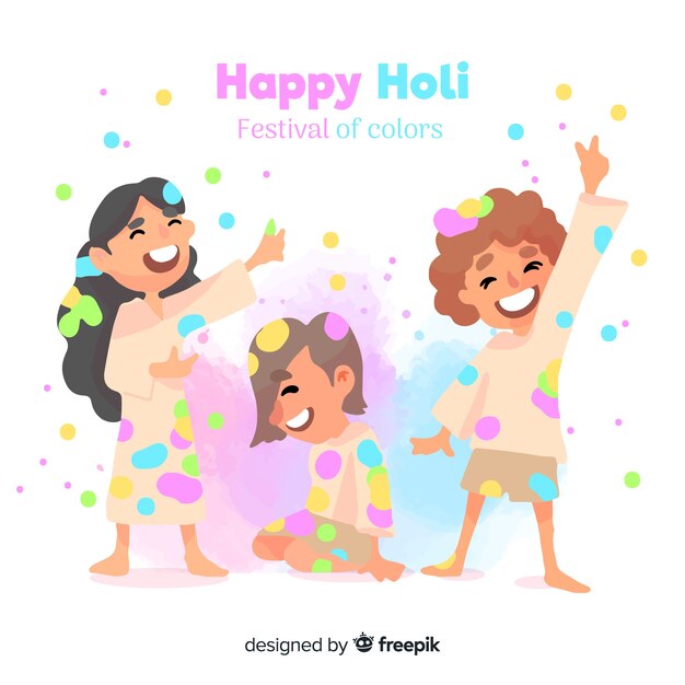 Collection of people enjoying holi festival