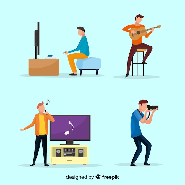 Free Vector collection of people enjoying their free time