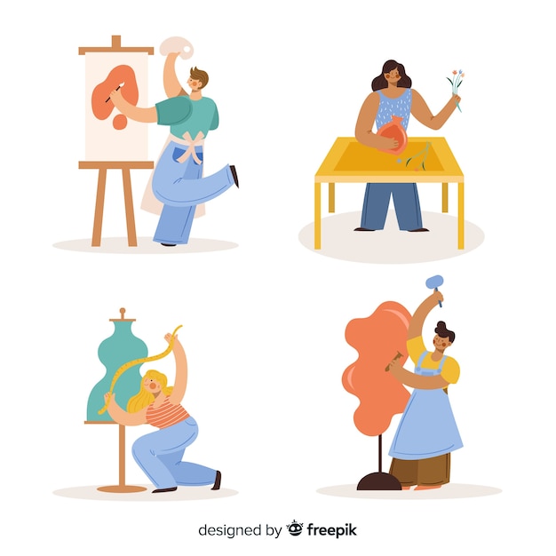 Free Vector collection of people enjoying their free time