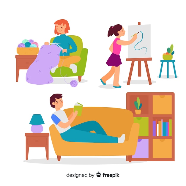 Free Vector collection of people enjoying their free time