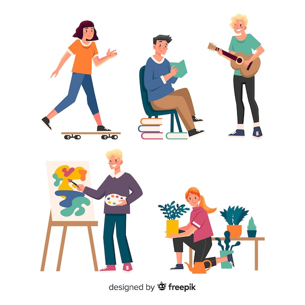 Free vector collection of people enjoying their free time