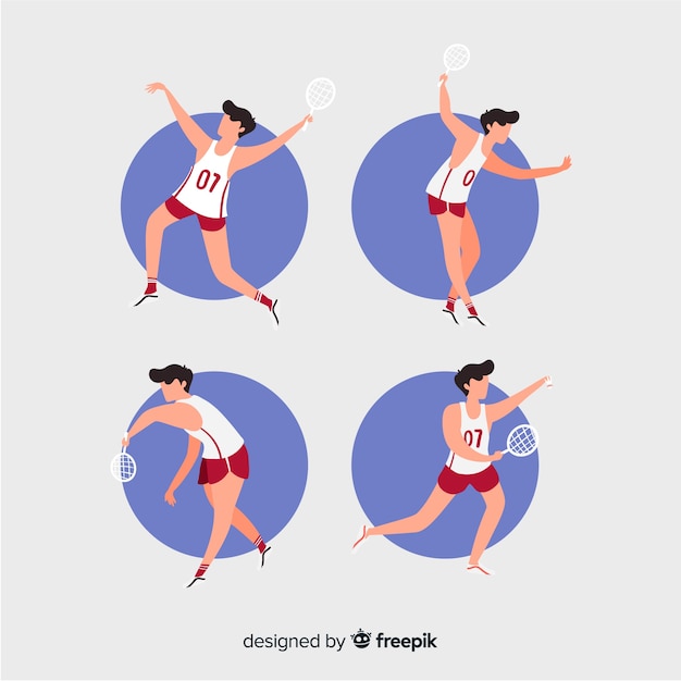 Free vector collection of people playing badminton