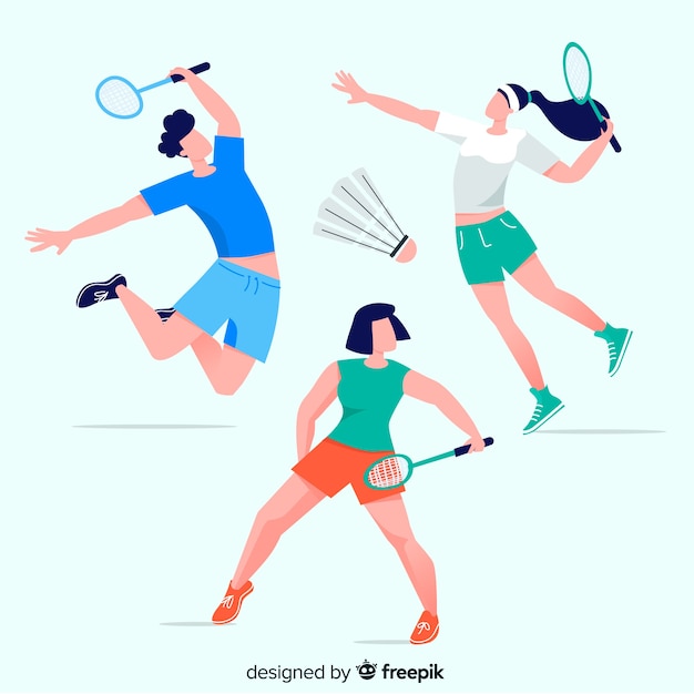 Collection of people playing badminton