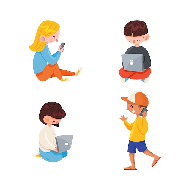 Free Vector collection of people using technology devices