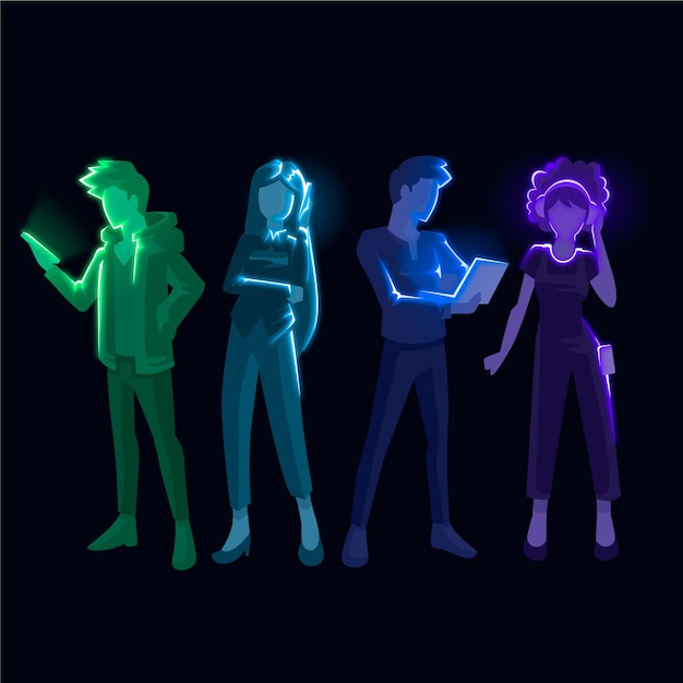 Free Vector collection of people with technology devices