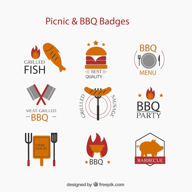 Collection of picnic and barbecue label