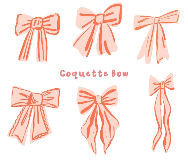 Free Vector a collection of pink bows with a red bow on it