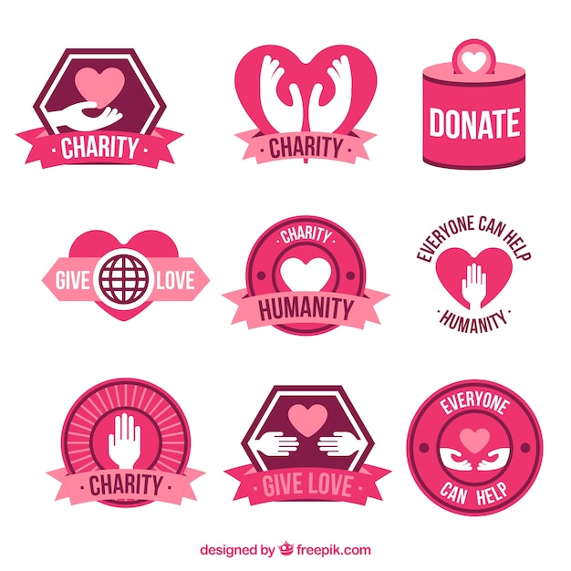 Collection of pink charity badge