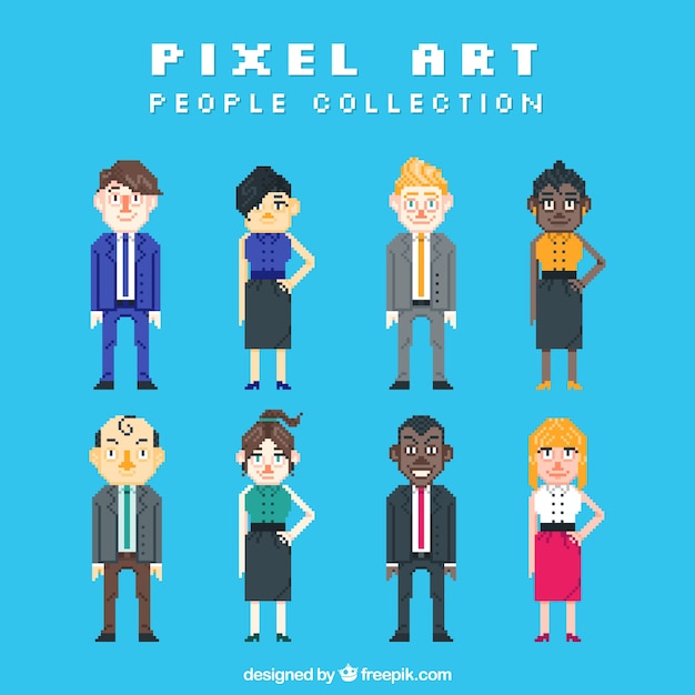 Free Vector collection of pixelated business people 