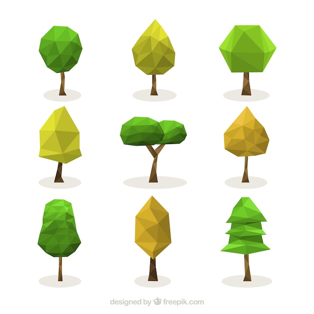 Free Vector collection of polygonal trees