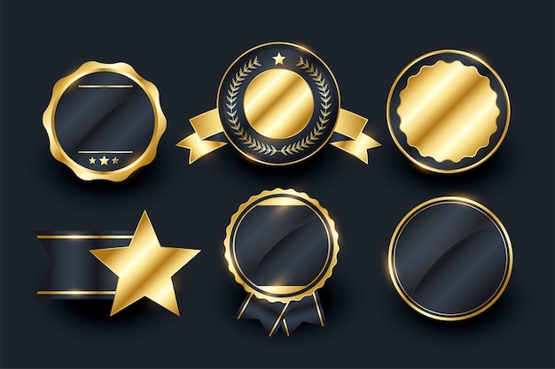 Free Vector collection of premium badge or emblem element for awardwinning designs