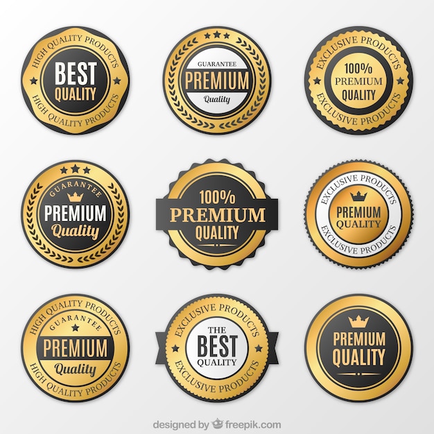 Collection of premium golden stickers