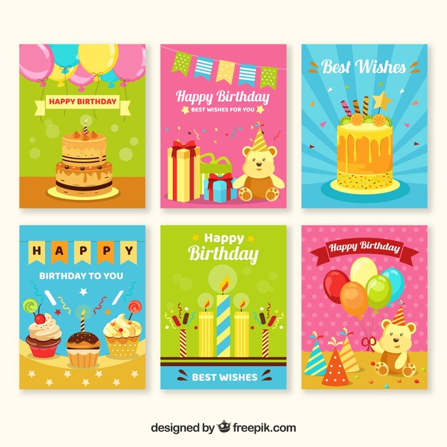 Collection of pretty retro birthday cards