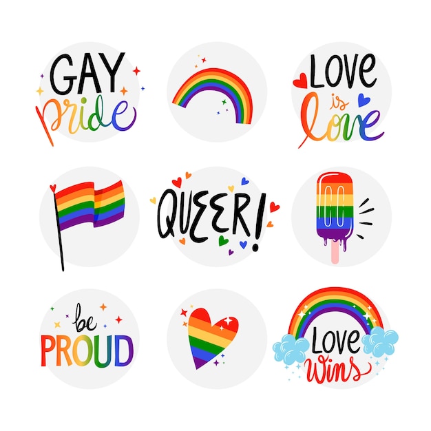 Free Vector collection of pride day labels